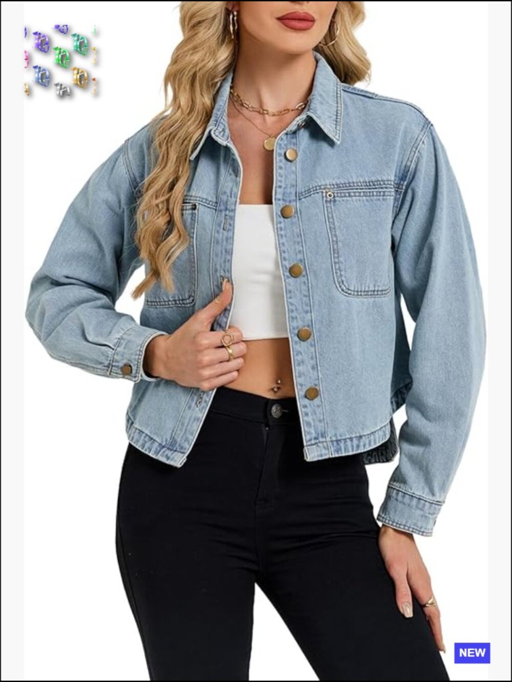 Cropped Denim Jacket Lightweight Button Down Shacket Casual Layering Piece